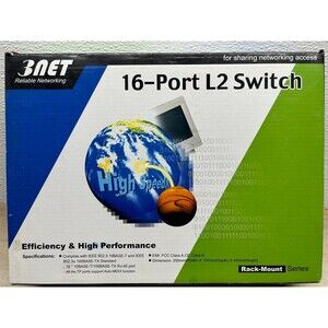 3 NET High Speed 16 Port L2 Switch Rack Mount 10 Base-T/100 Base-TX RJ-45 Port